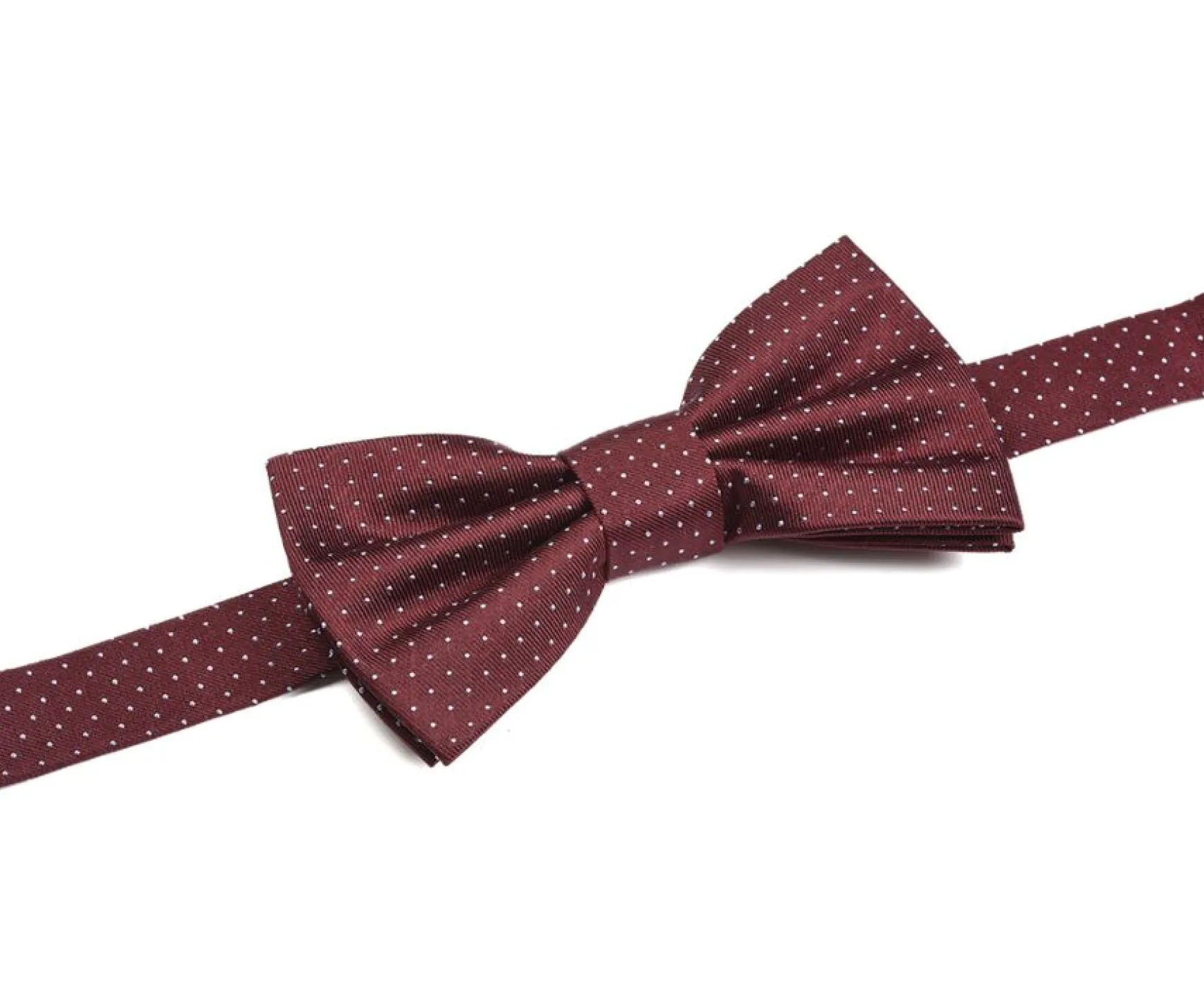Bexley | Micro Polka Dots Silk Bow Tie Burgundy And Sky Blue