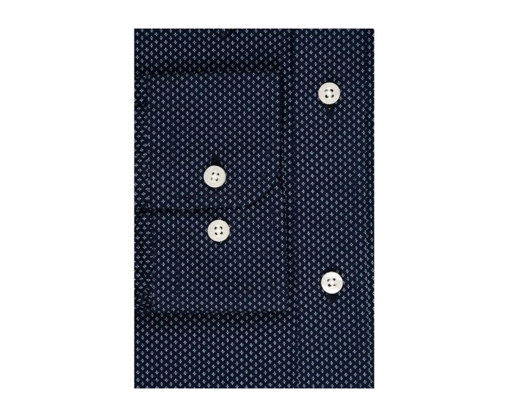 Bexley | Navy Printed Cotton Shirt With Beige Prints Alberic Navy And Beige