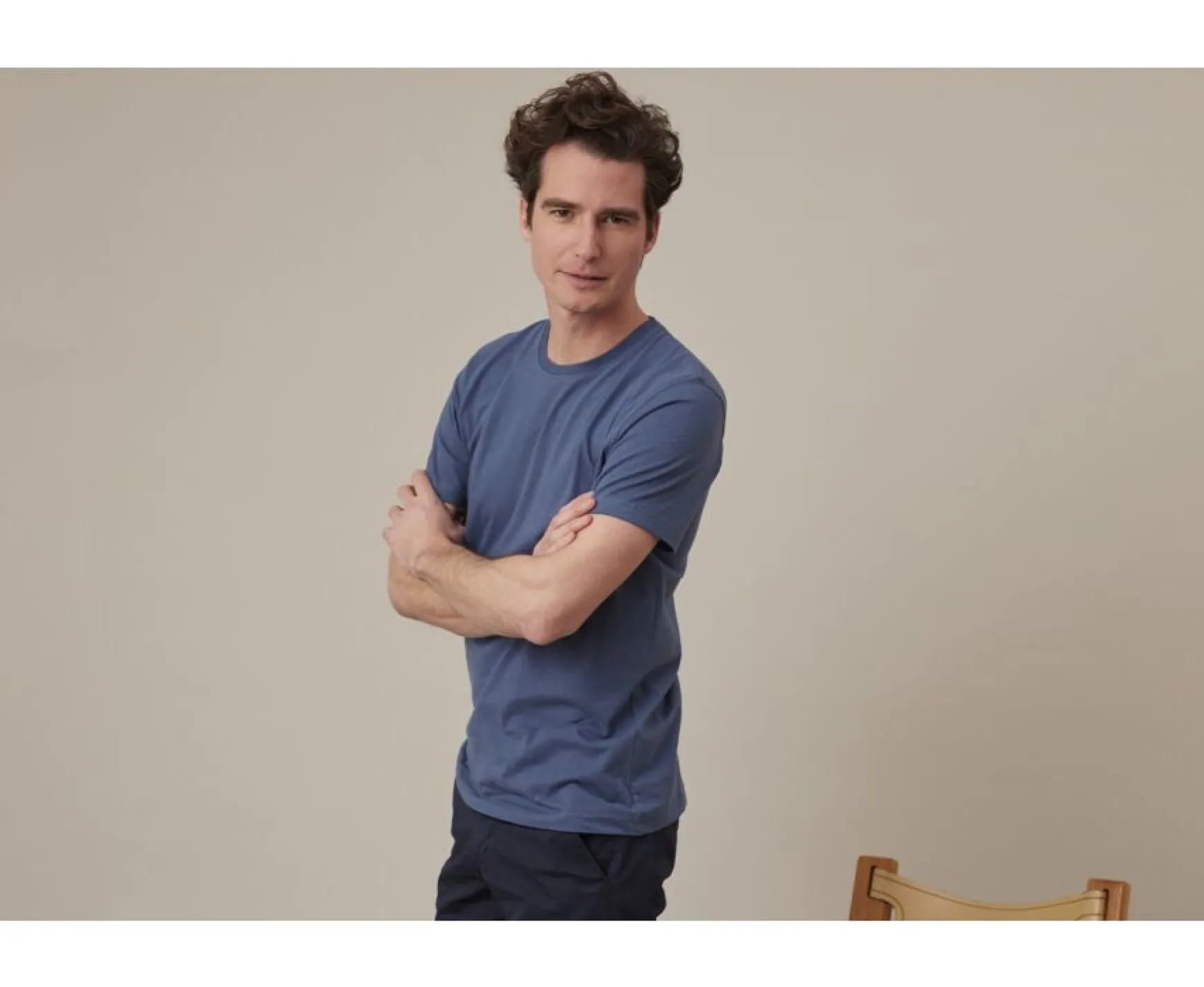 Bexley | Organic Cotton Plain T-Shirt Edgar Iii Grey Blue