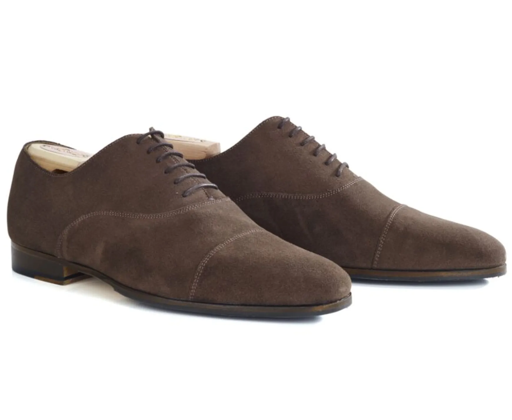 Bexley Oxford Shoes | Oxford Shoes - Leather Outsole & Rubber Pad - Lennox Patin | Dark Taupe Suede