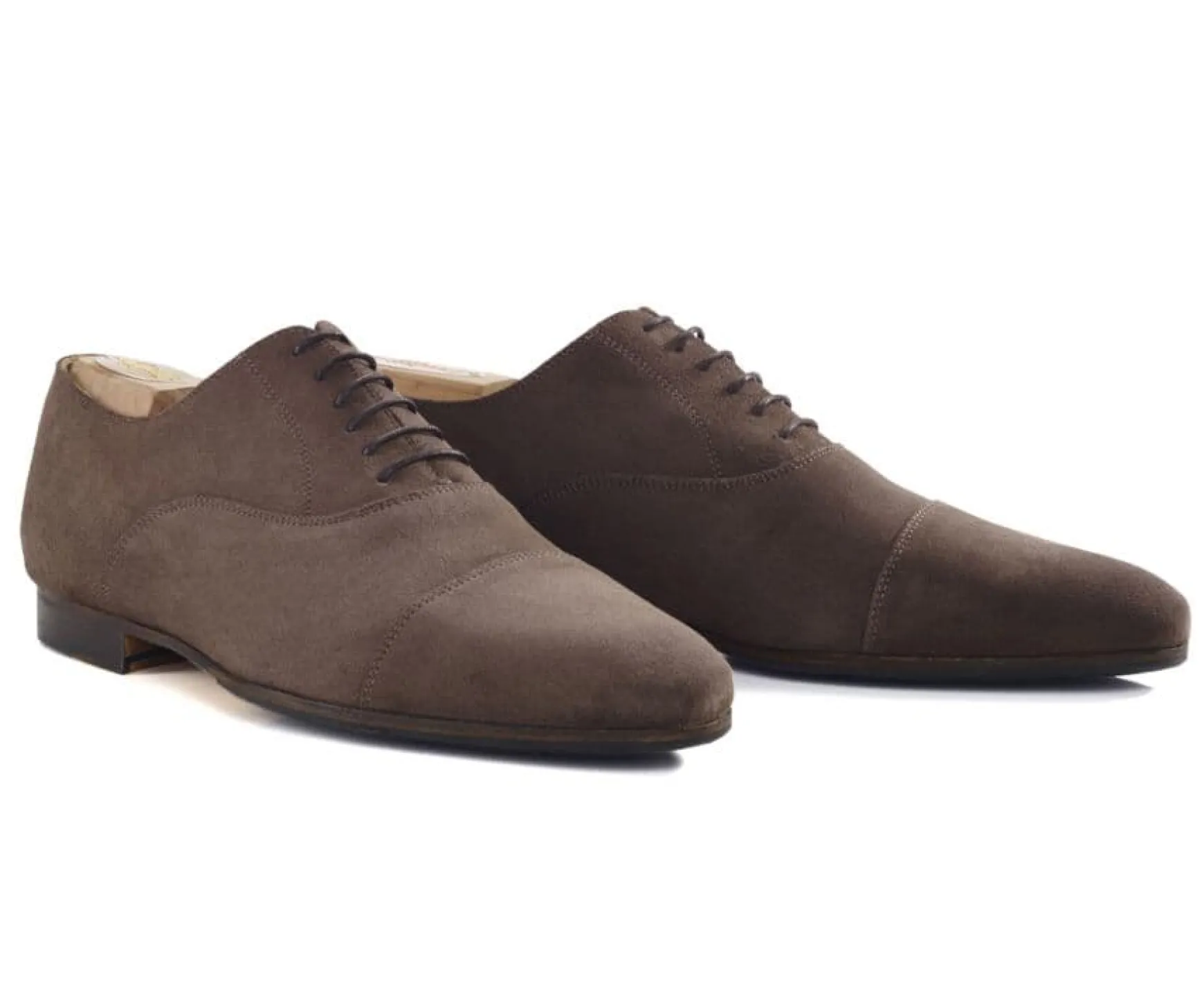 Bexley Oxford Shoes | Oxford Shoes - Leather Outsole & Rubber Pad - Lennox Patin | Dark Taupe Suede