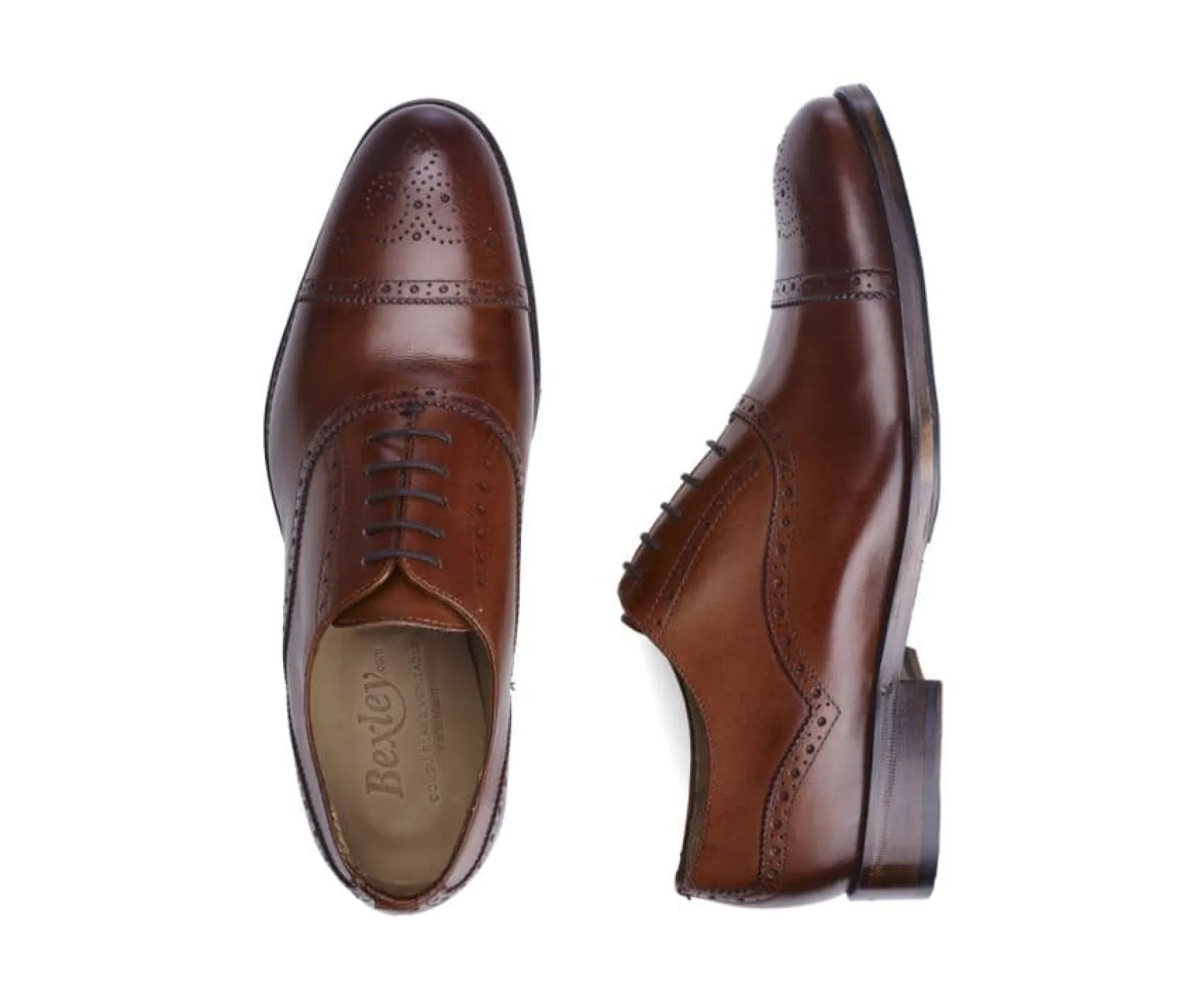 Bexley Oxford Shoes | Oxford Shoes - Rubber Pad Hilcott Patin Patina Cognac
