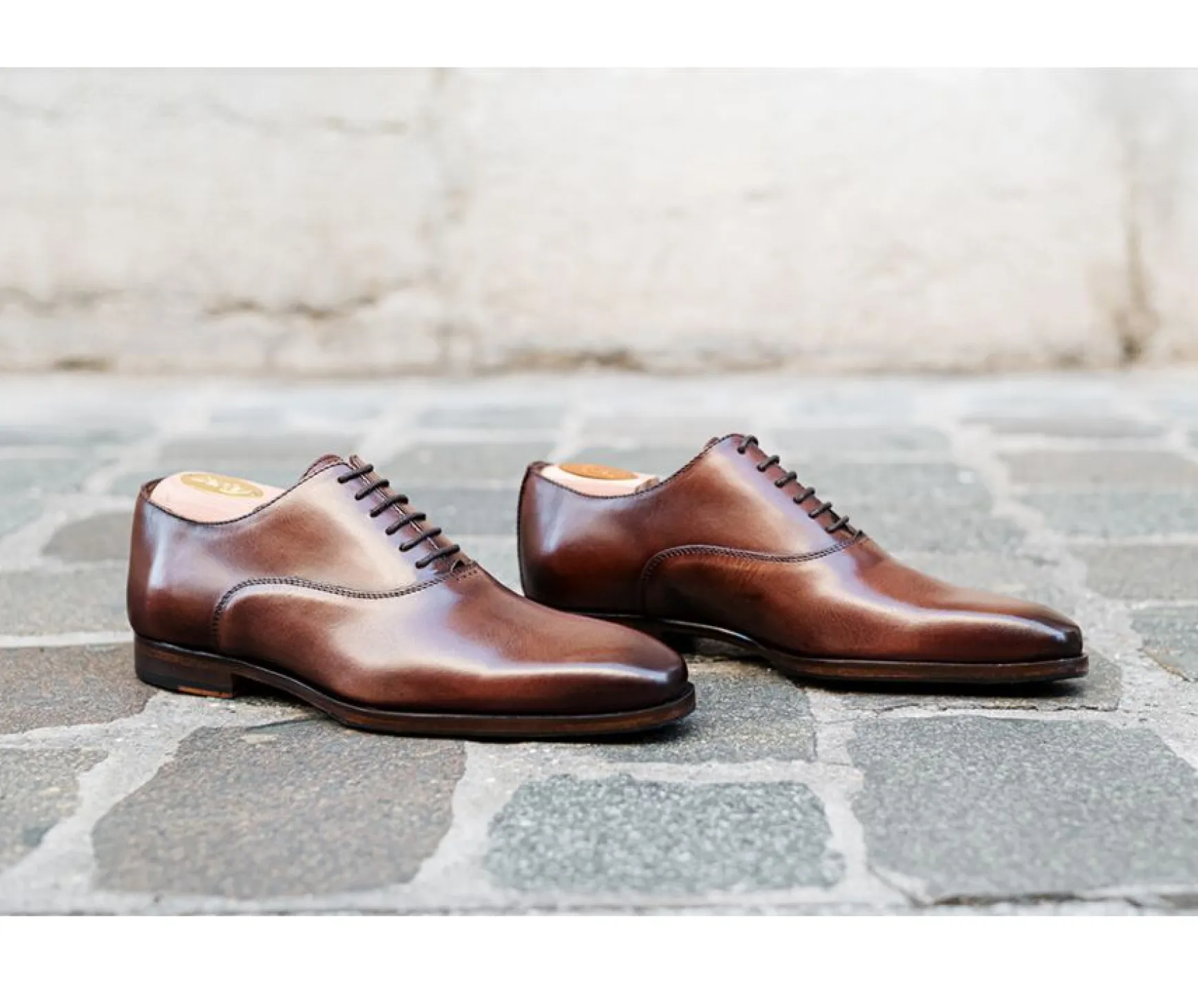 Bexley Oxford Shoes | Oxford Shoes - Rubber Pad - Tremezzo Patin | Patina Cognac