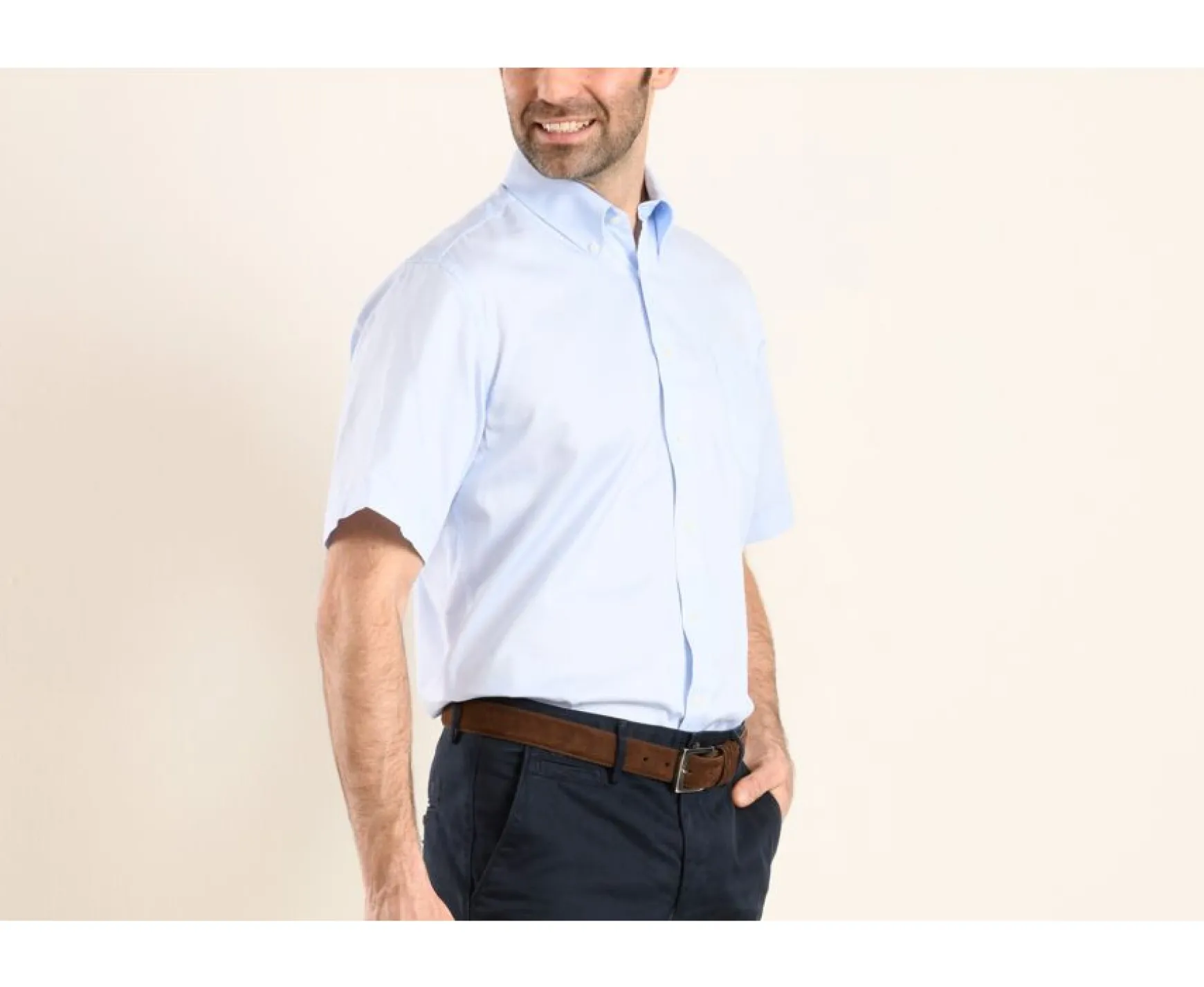 Bexley | Pale Blue Cotton Shirt - American Collar Patrick Mc White