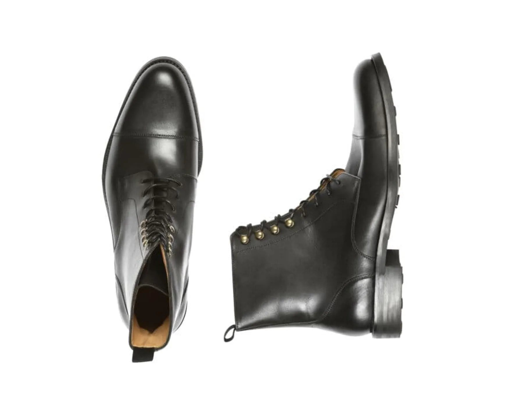 Bexley Comfort Shoes | Patina Black Lace-Up Boots Derby Enfield Ii Gomme City Black With Patine