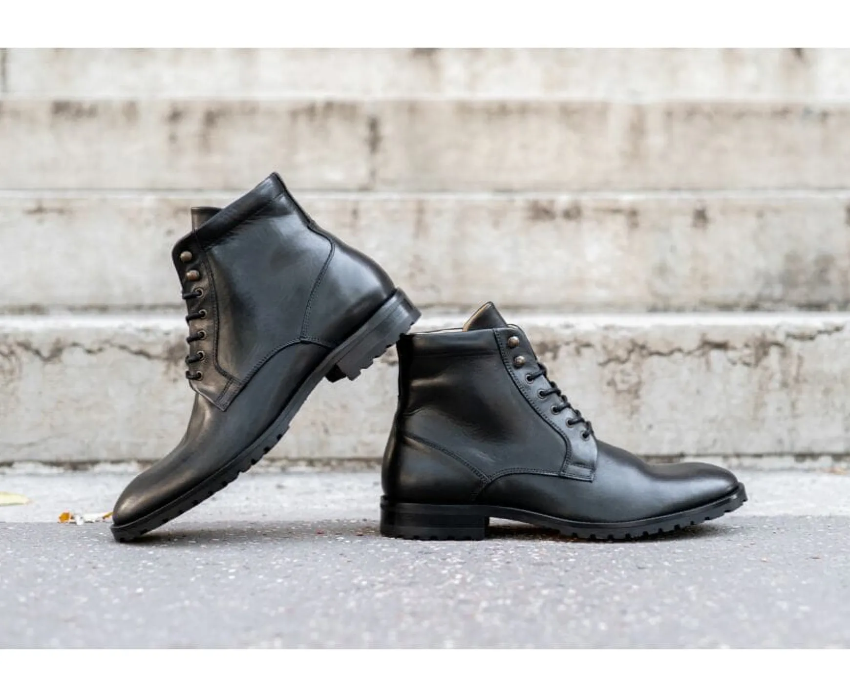 Bexley Comfort Shoes | Patina Black Lace-Up Derby Boots Bardfield Black With Patine