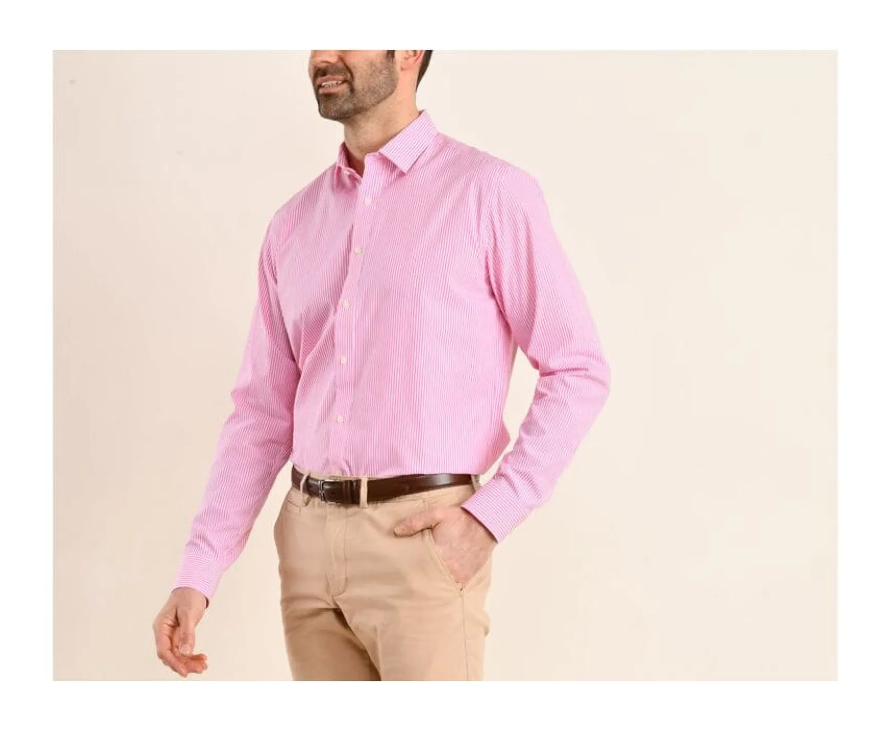 Bexley | Pink And White Striped Cotton Shirt Maximilien Light Pink And White