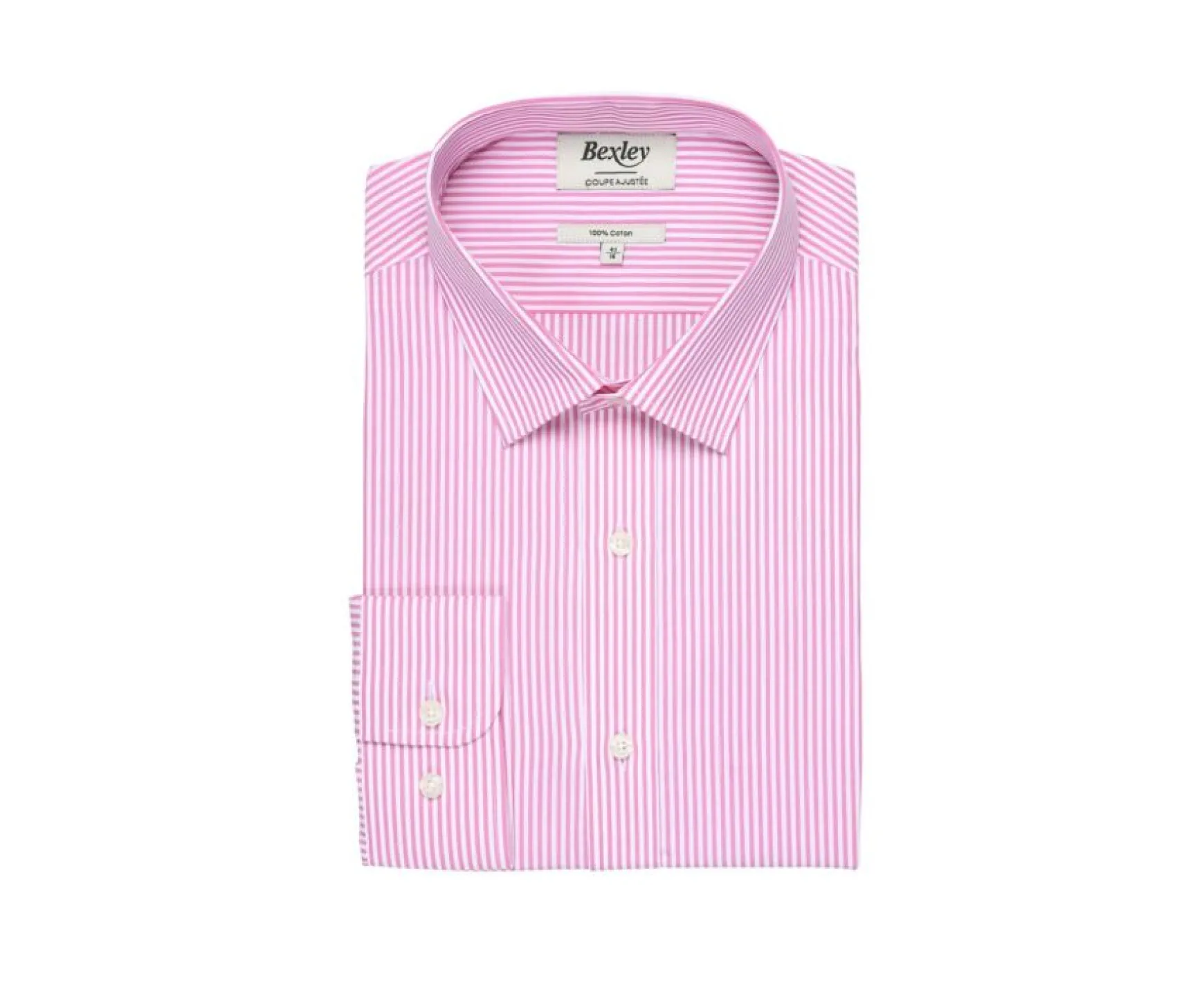 Bexley | Pink And White Striped Cotton Shirt Maximilien Light Pink And White