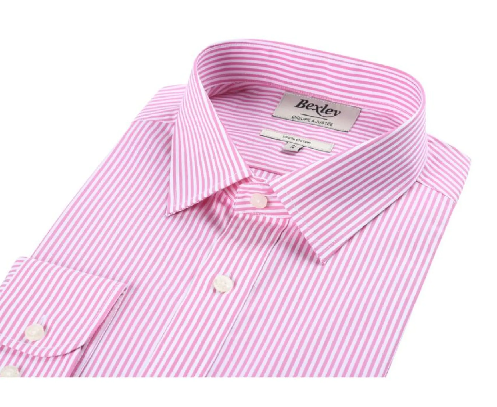 Bexley | Pink And White Striped Cotton Shirt Maximilien Light Pink And White