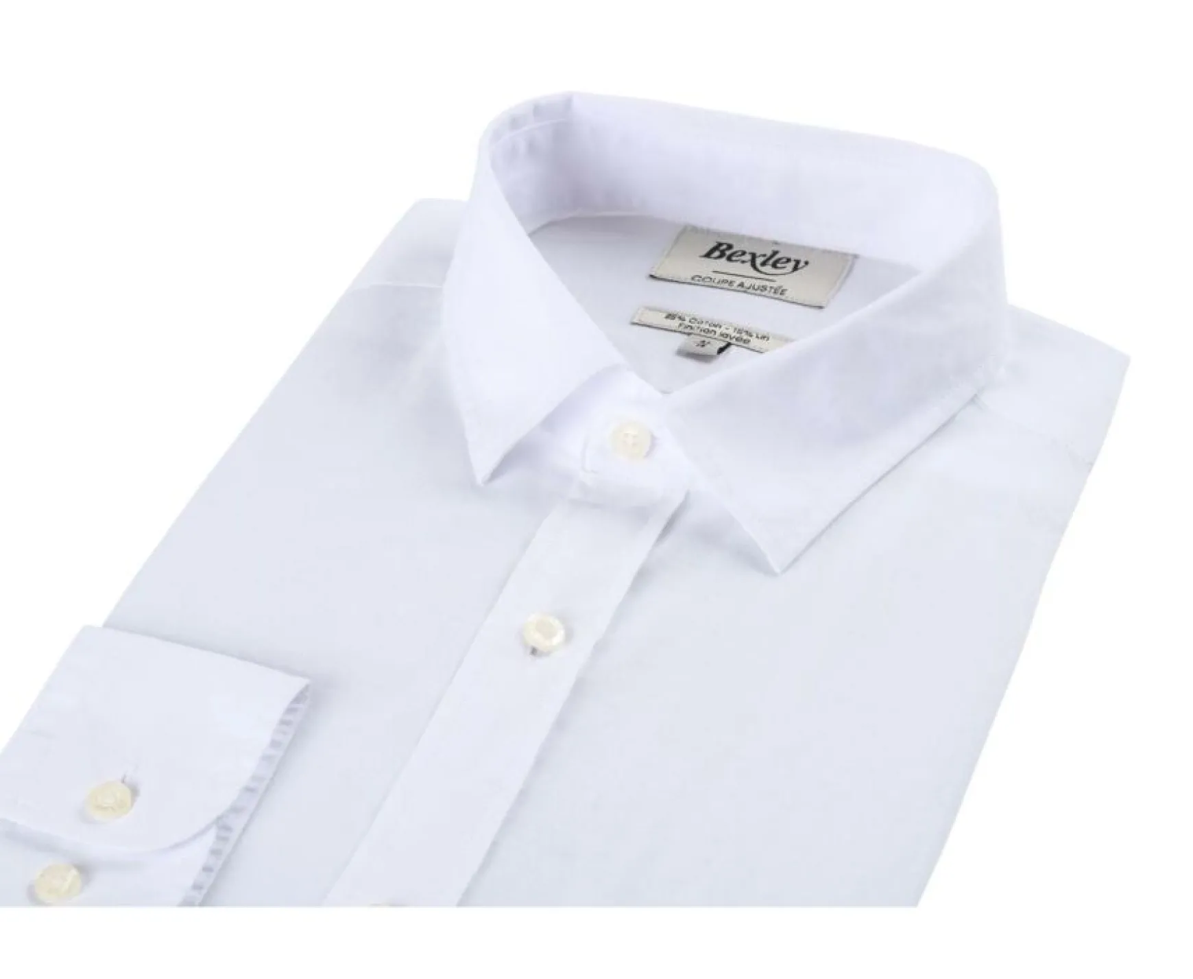 Bexley | Plain Cotton Linen Shirt Silbert White