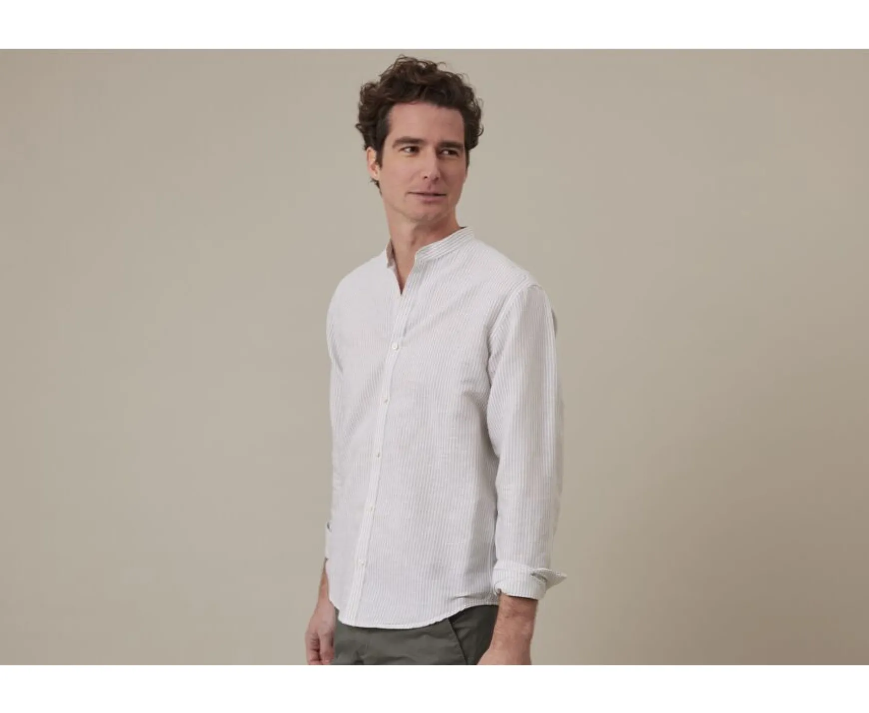 Bexley | Plain Lime Green & White Cotton Linen Shirt Elibert Vert Tilleul Et Blanc