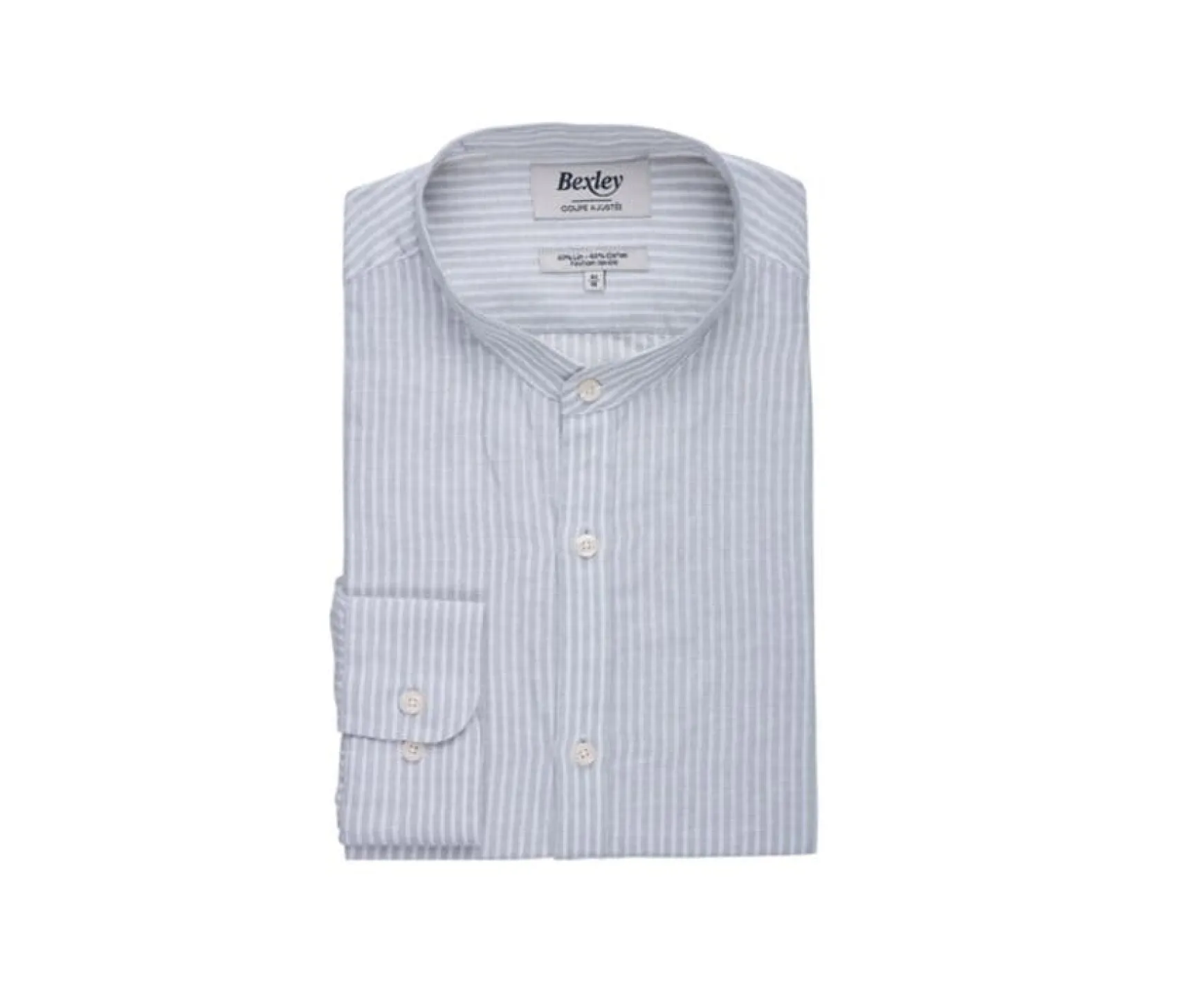 Bexley | Plain Lime Green & White Cotton Linen Shirt Elibert Vert Tilleul Et Blanc