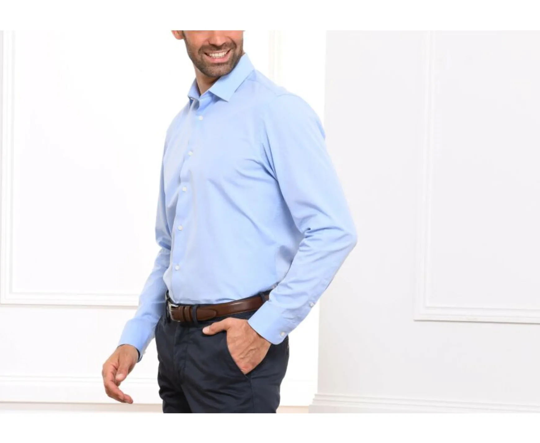 Bexley | Shirt 100% Cotton - Straight Collar Maxime Classic Blue