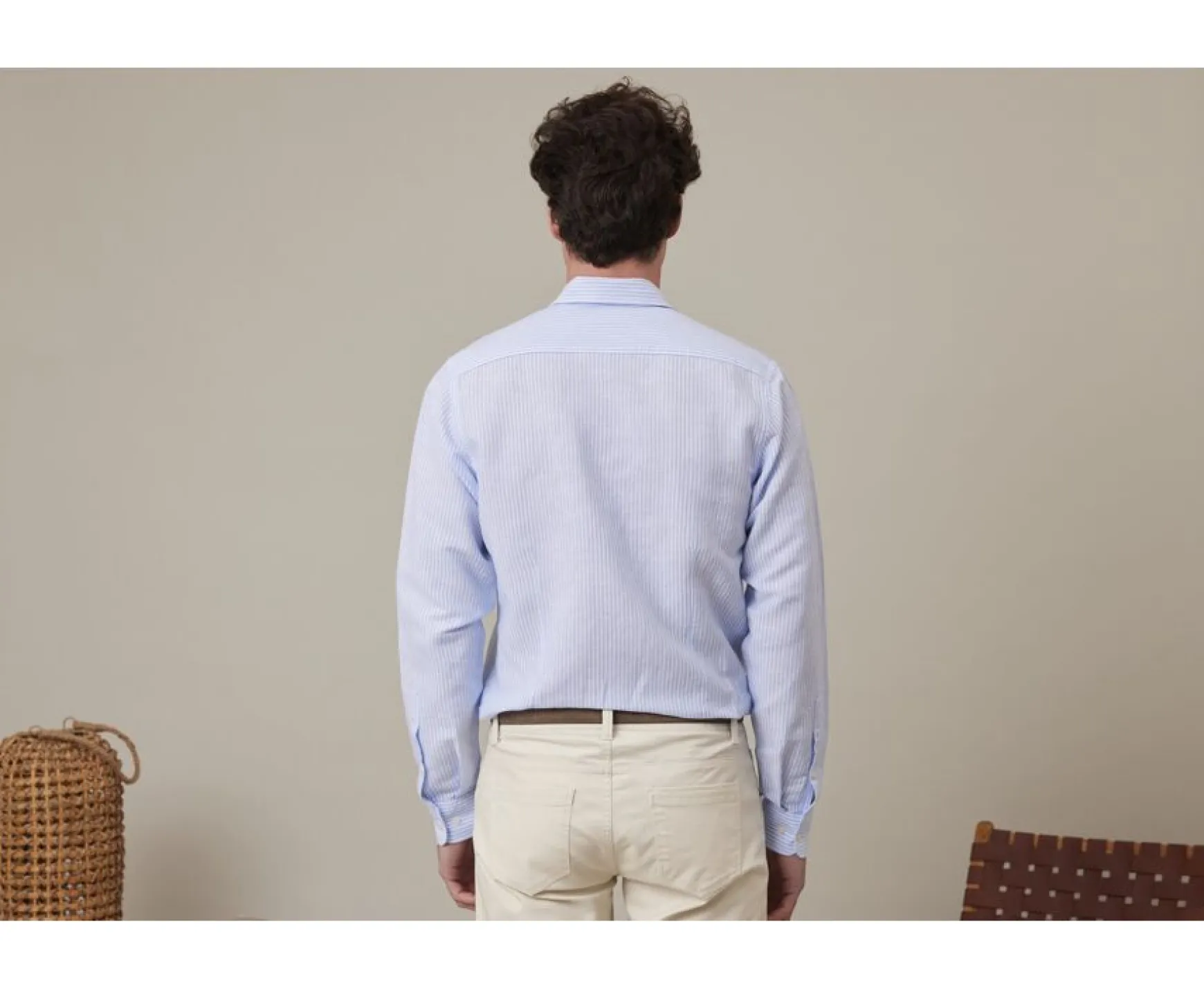 Bexley | Soft Blue & White Striped Cotton Linen Shirt Edibert Soft Blue And White