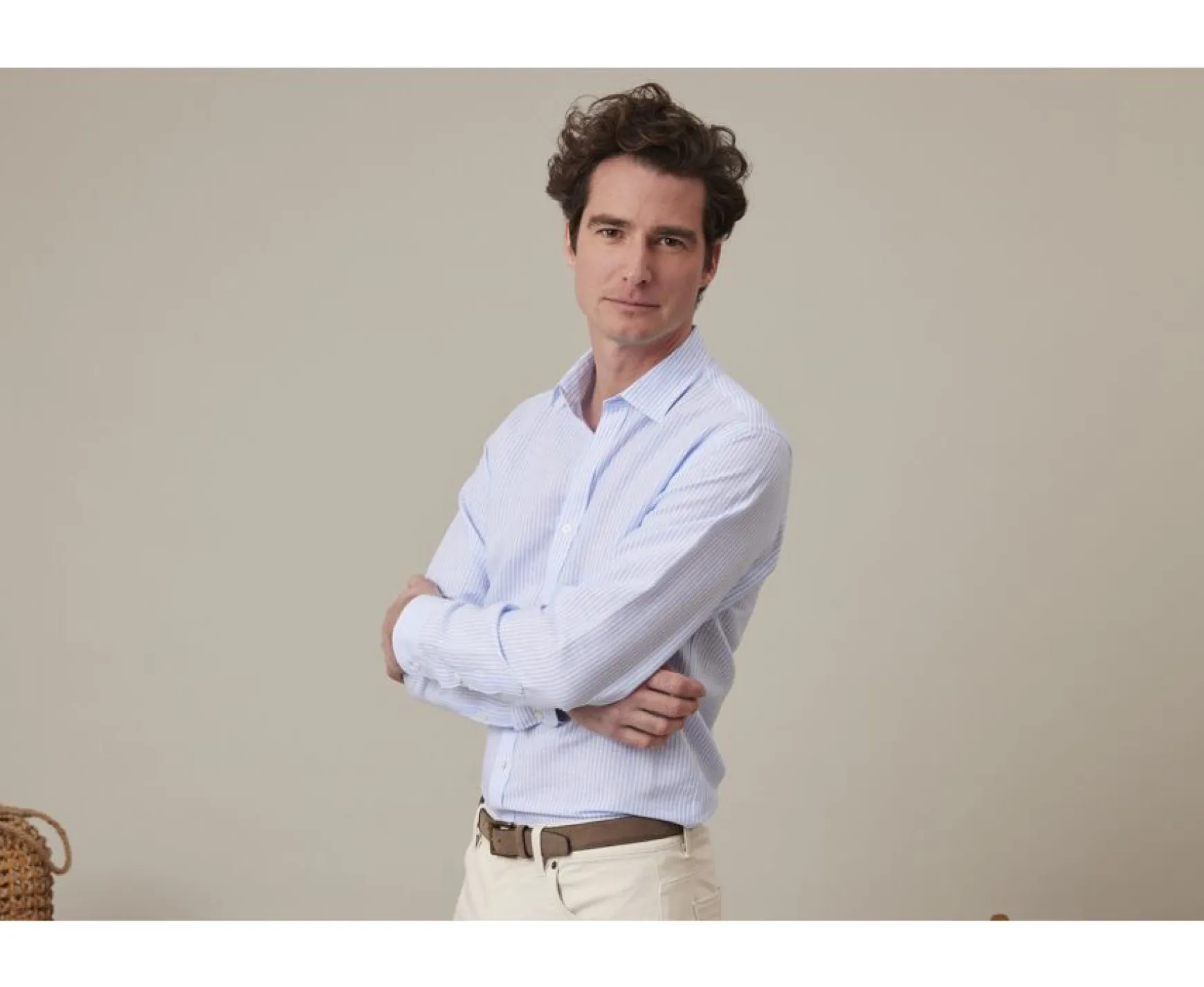 Bexley | Soft Blue & White Striped Cotton Linen Shirt Edibert Soft Blue And White