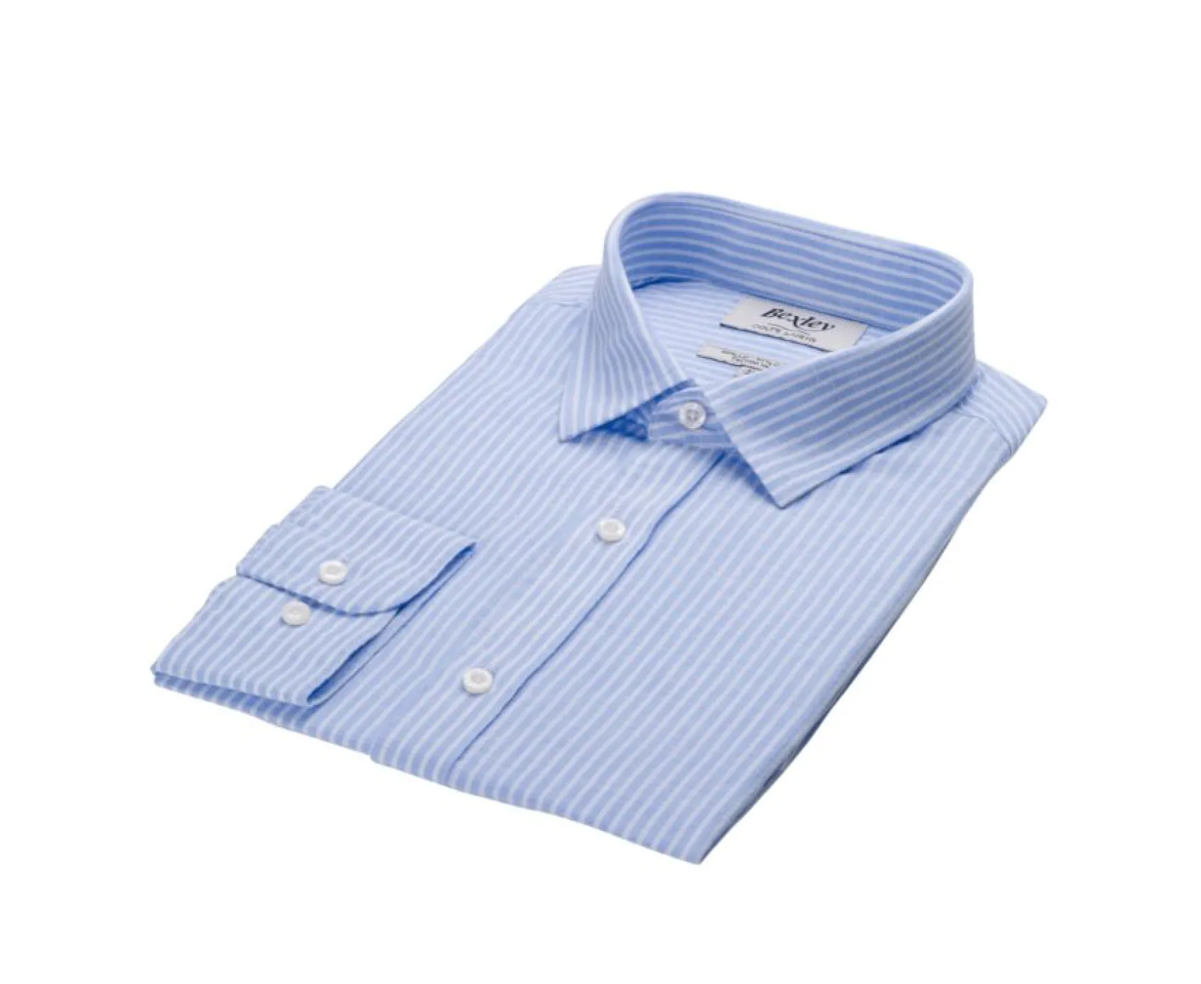 Bexley | Soft Blue & White Striped Cotton Linen Shirt Edibert Soft Blue And White