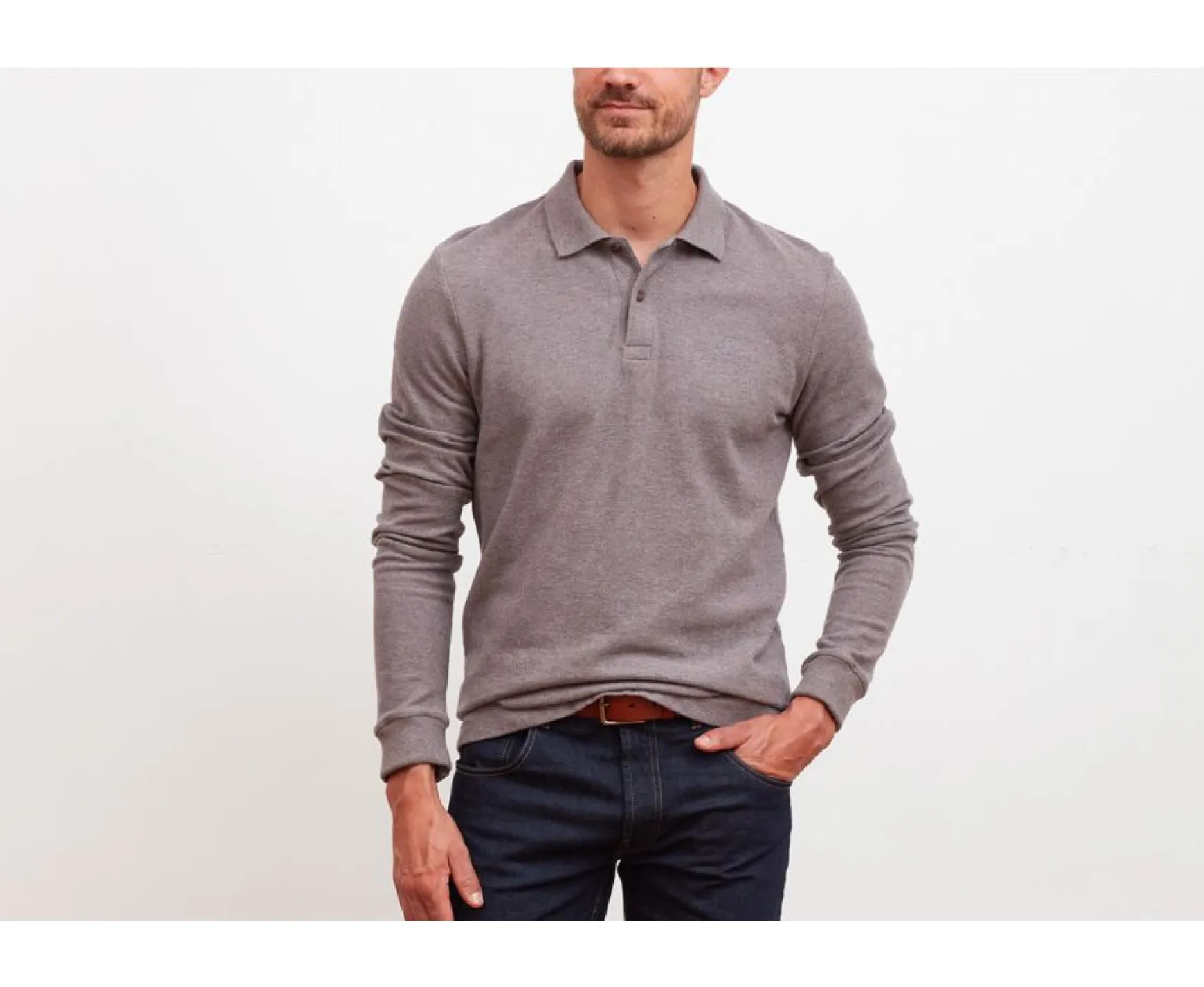 Bexley Long Sleeves Polo Shirts | Taupe Melange Men'S Long Sleeve Polo Shirt Andy Ii Ml Light Taupe Melange