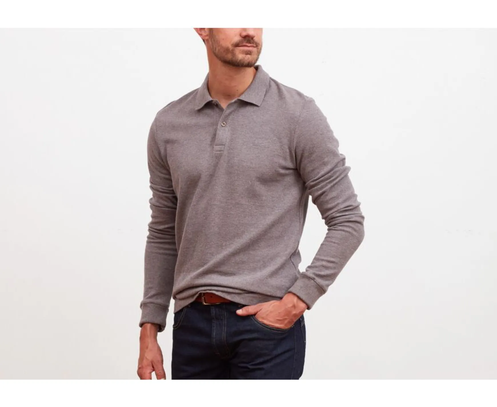 Bexley Long Sleeves Polo Shirts | Taupe Melange Men'S Long Sleeve Polo Shirt Andy Ii Ml Light Taupe Melange