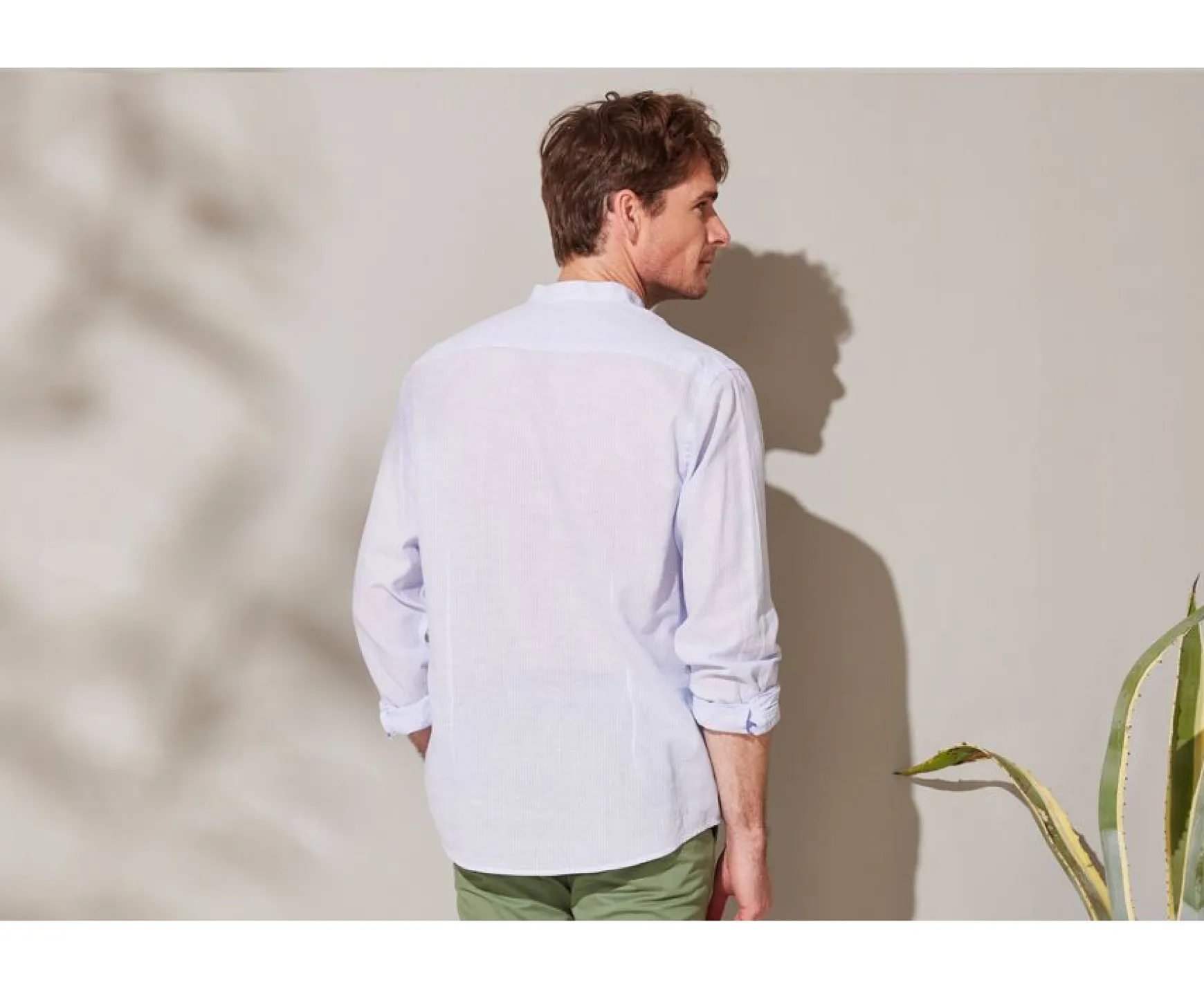 Bexley | Thin White And Blue Stripes Cotton Linen Tunic Shirt Valbert Blue And White