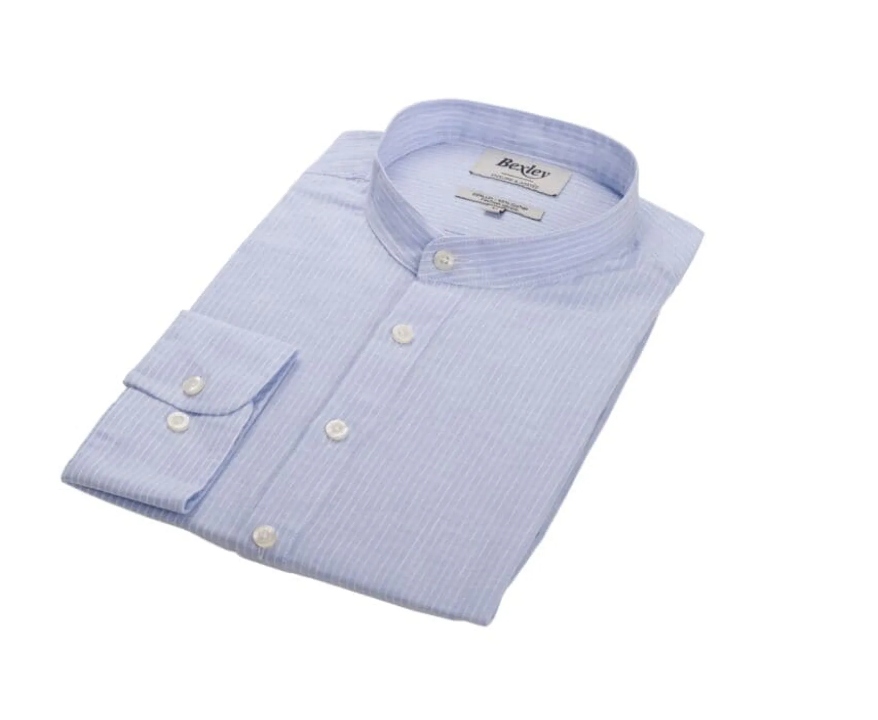 Bexley | Thin White And Blue Stripes Cotton Linen Tunic Shirt Valbert Blue And White