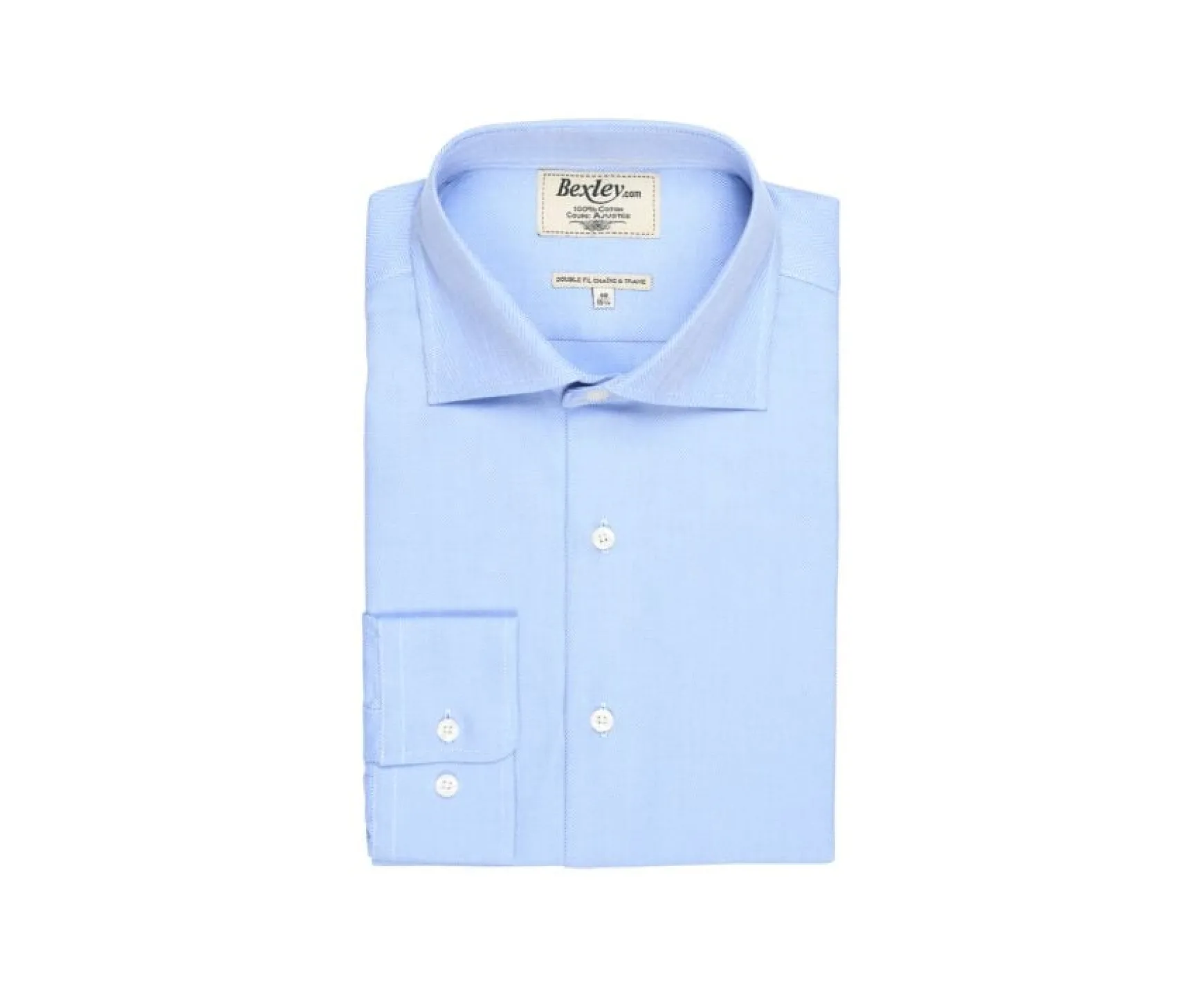 Bexley | Twill Shirt With Chevron Pattern - Italian Collar Luigi Blue