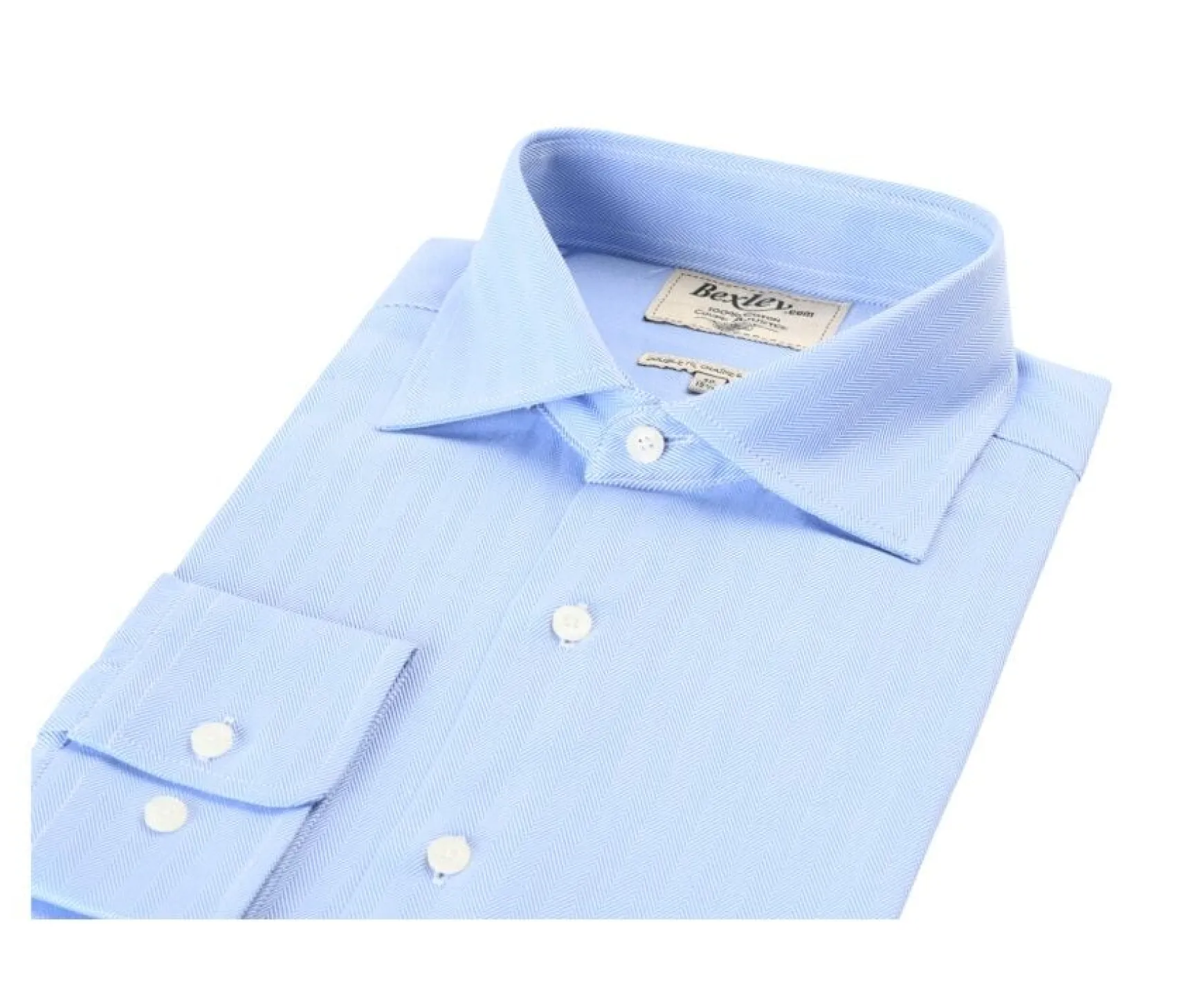 Bexley | Twill Shirt With Chevron Pattern - Italian Collar Luigi Blue