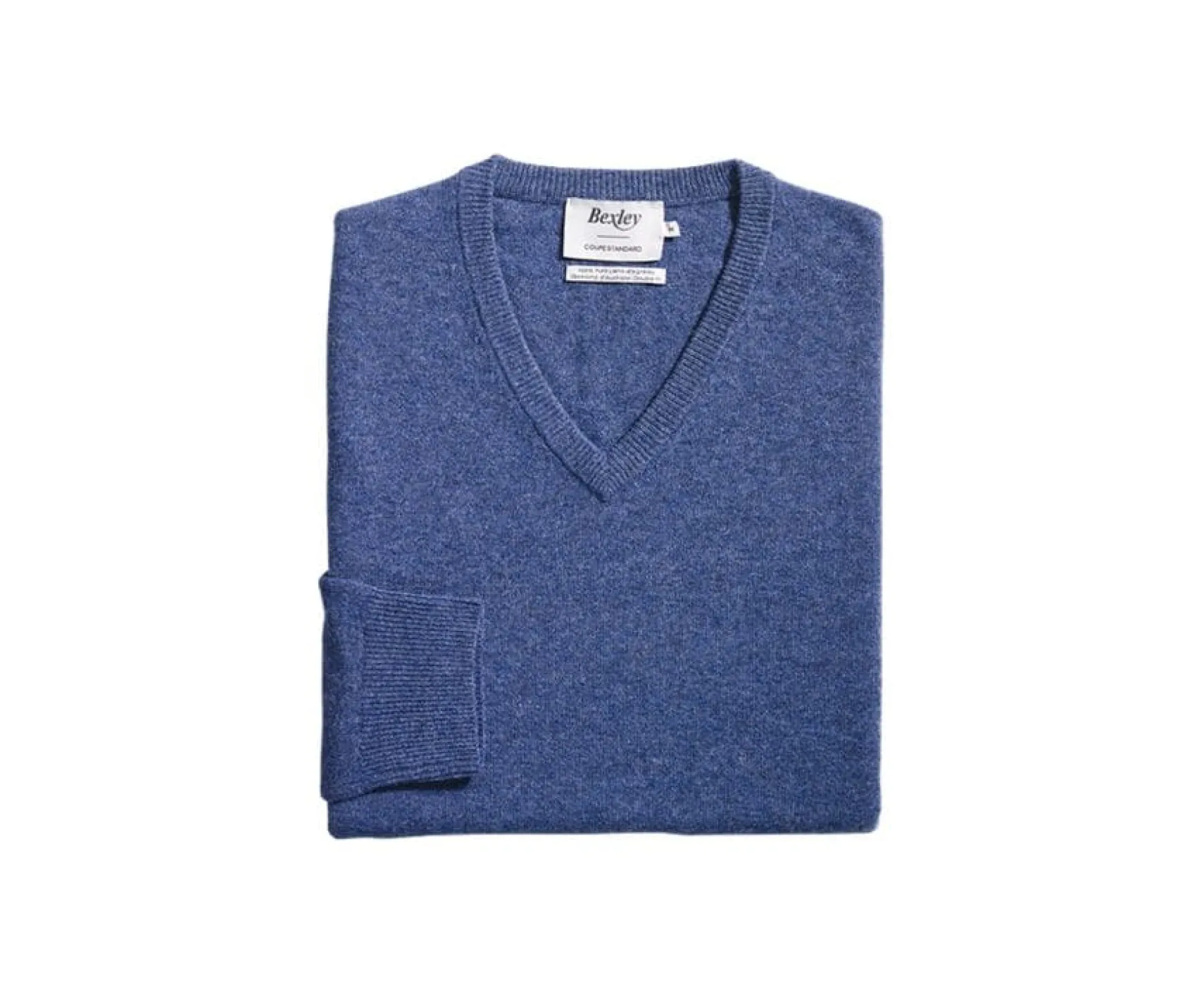 Bexley | V-Neck Wool Jumper Elian Dark Blue Melange