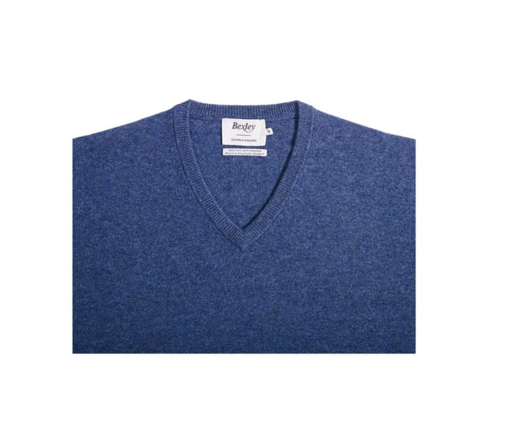 Bexley | V-Neck Wool Jumper Elian Dark Blue Melange