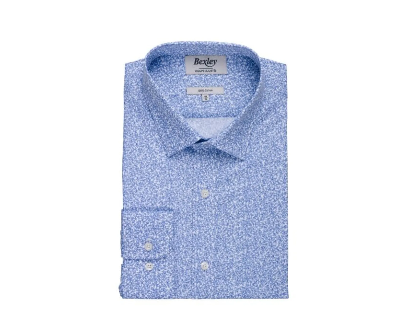 Bexley | White & Blue Printed Shirt Ulderic White And Blue