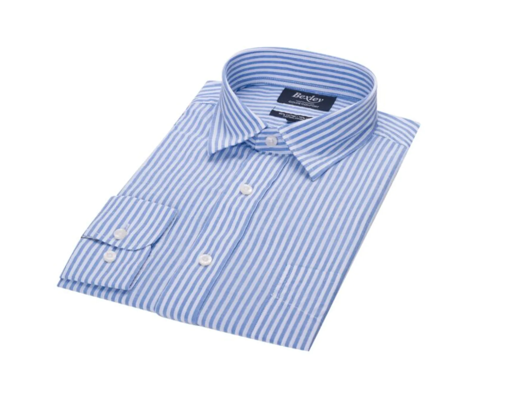 Bexley | White And Blue Striped Cotton Linen Shirt Valoire Blue And White