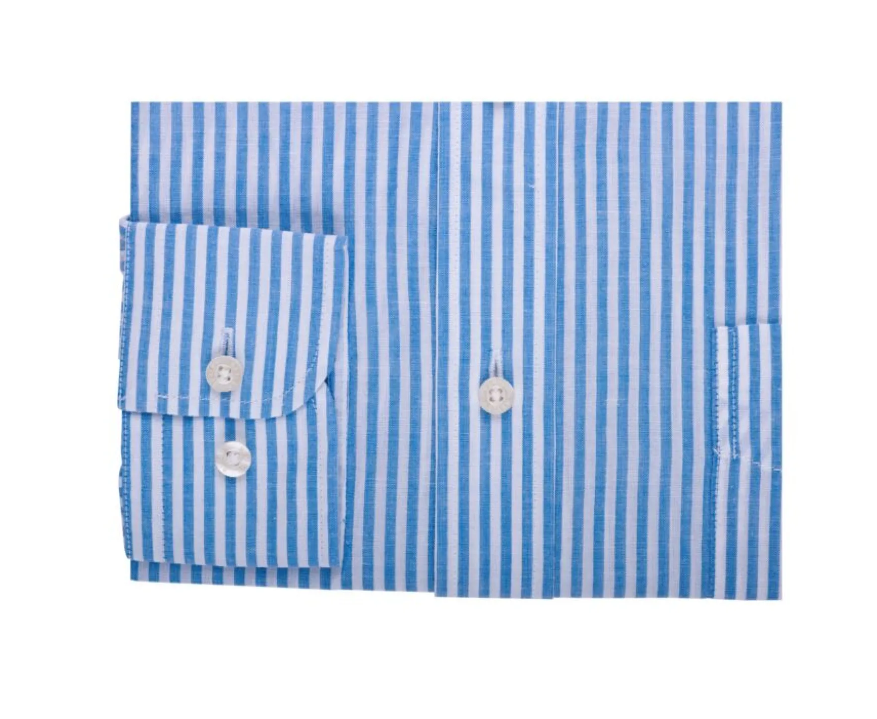 Bexley | White And Blue Striped Cotton Linen Shirt Valoire Blue And White