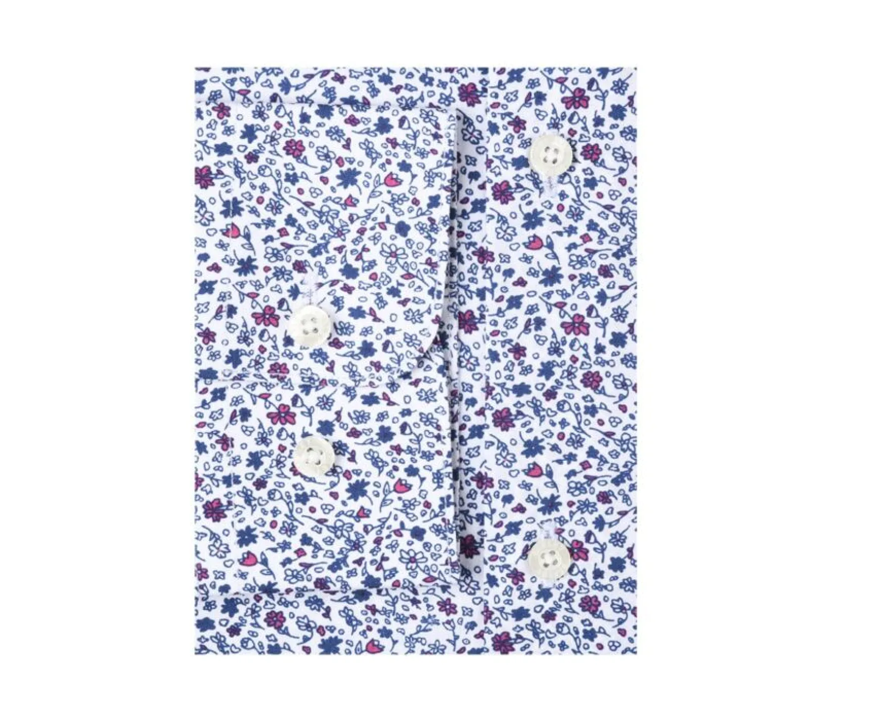Bexley | White Cotton Shirt Printed Flowers Theobert Blue And Pink