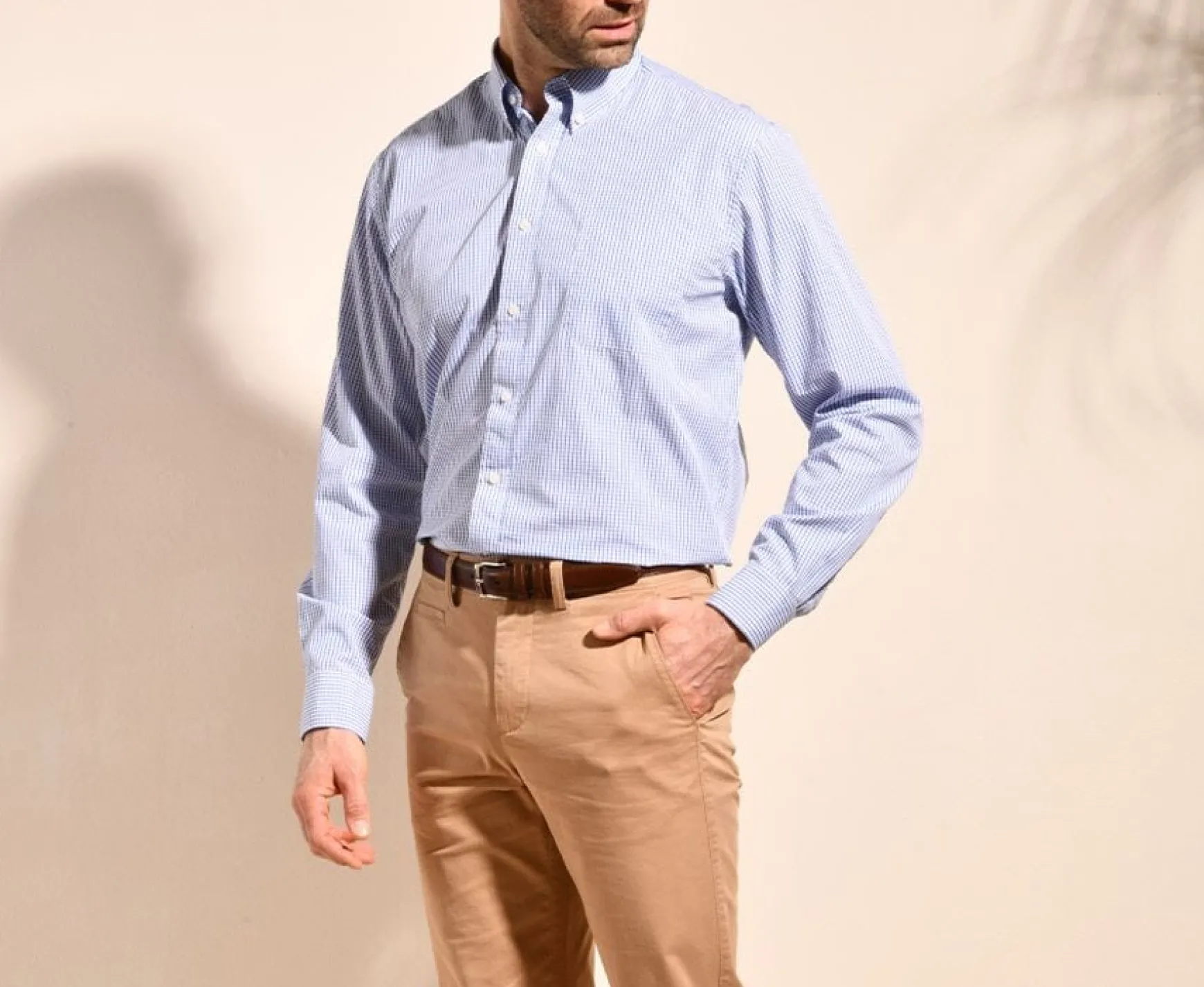 Bexley | White Cotton Shirt With Blue Checks - Pocket Scott Blue And White
