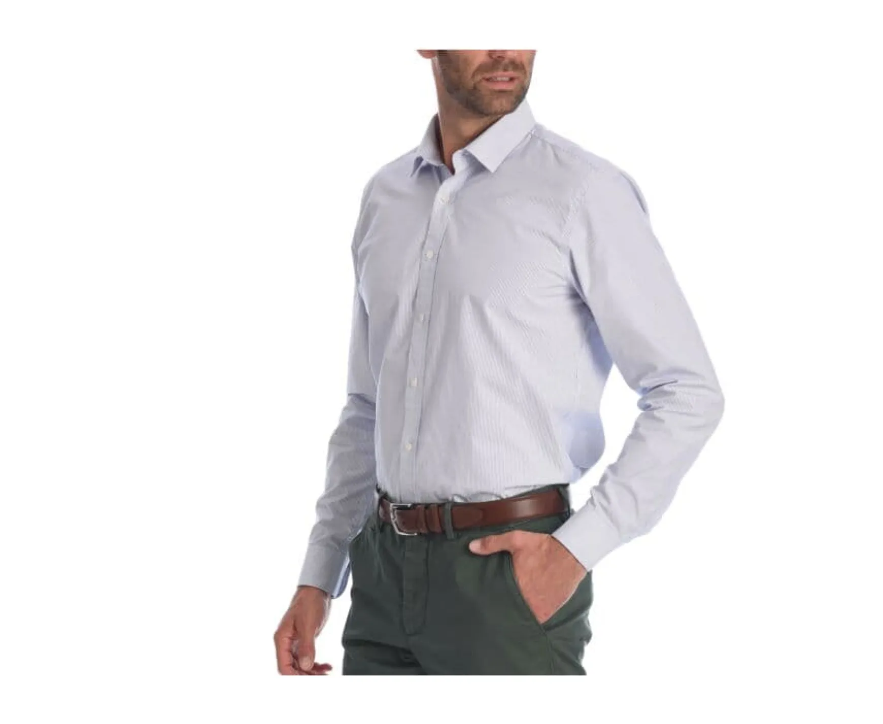 Bexley | White Cotton Shirt With Blue Stripes Clement Blue And White