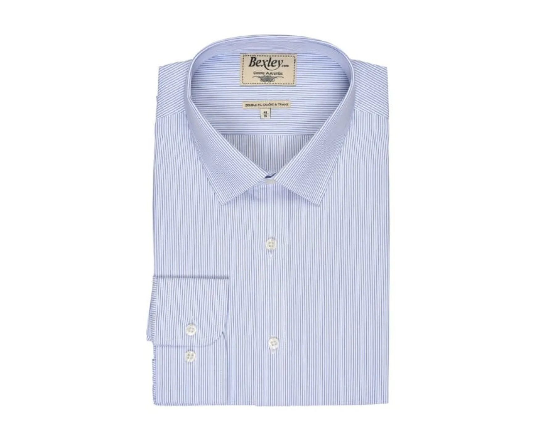 Bexley | White Cotton Shirt With Blue Stripes Clement Blue And White
