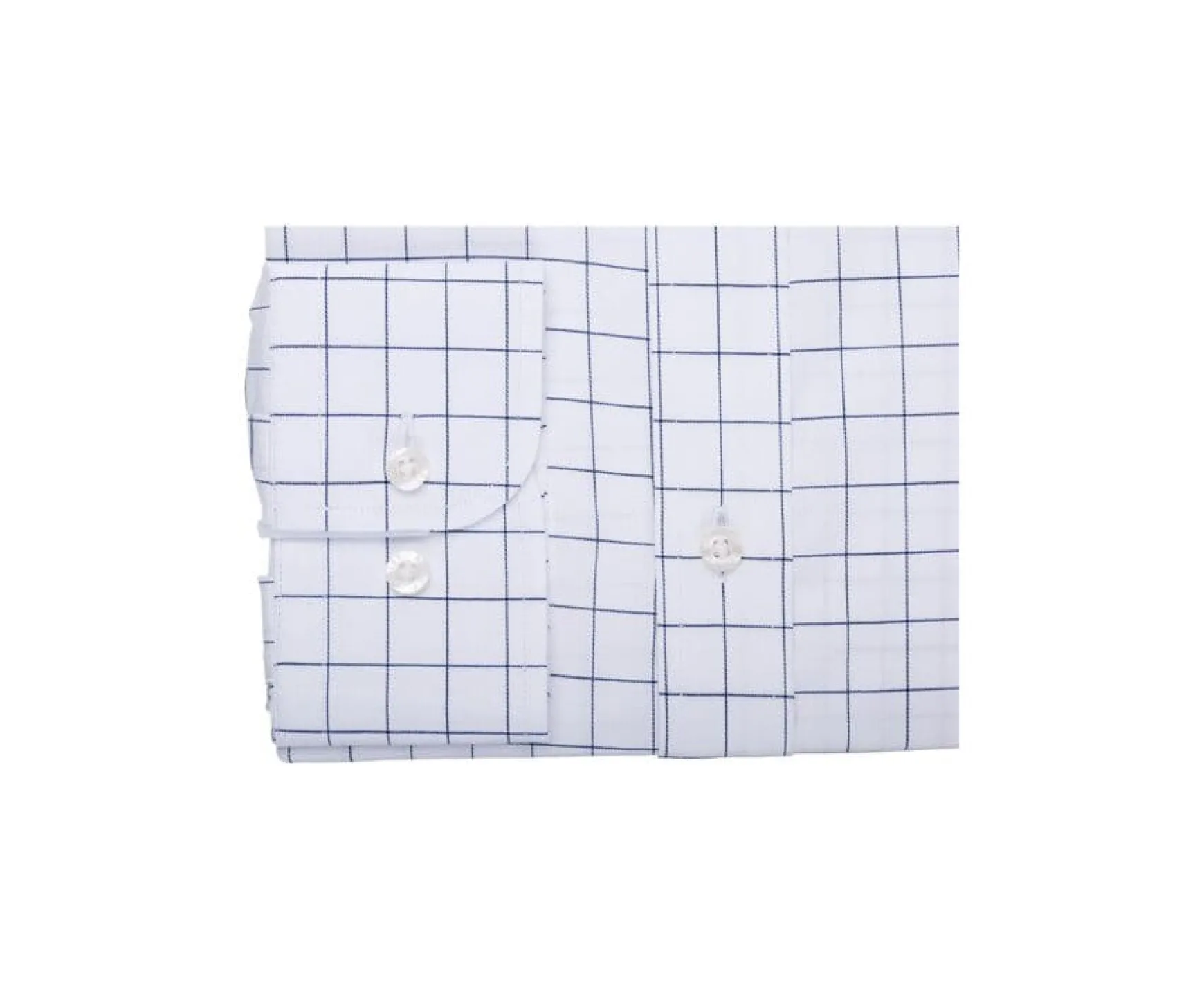 Bexley | White Shirt With Blue Checks - Straight Collar - Sergius | White And Blue