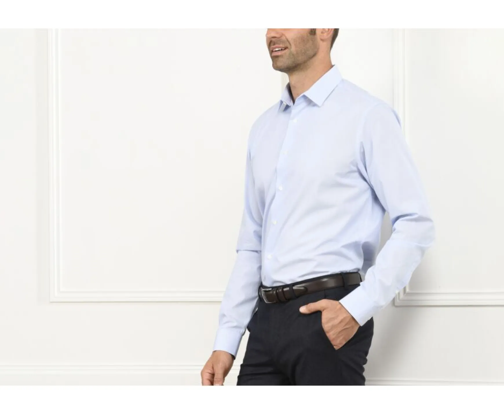 Bexley | White Shirt With Blue Stripes Anselme Blue And White