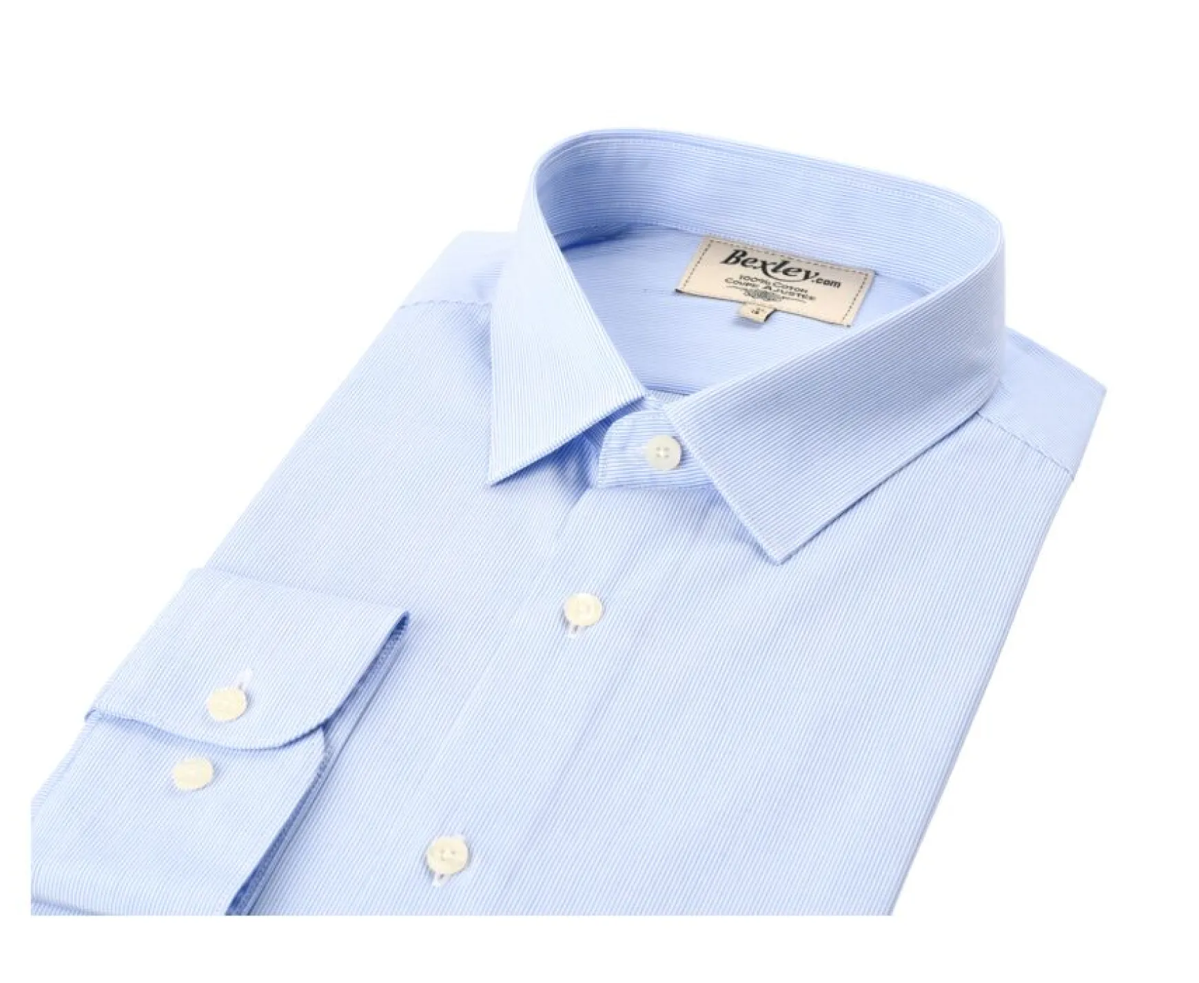 Bexley | White Shirt With Blue Stripes Anselme Blue And White
