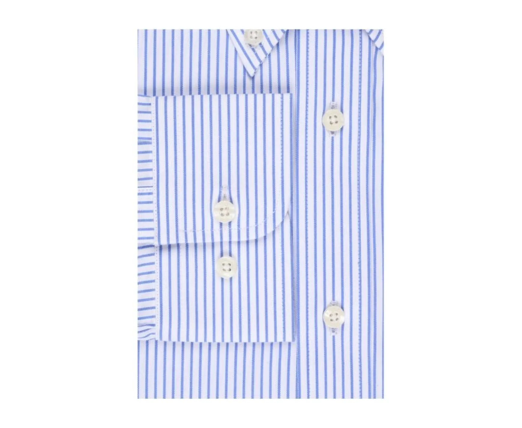 Bexley | White Shirt With Blue Stripes - Chest Pocket Broderick White And Blue
