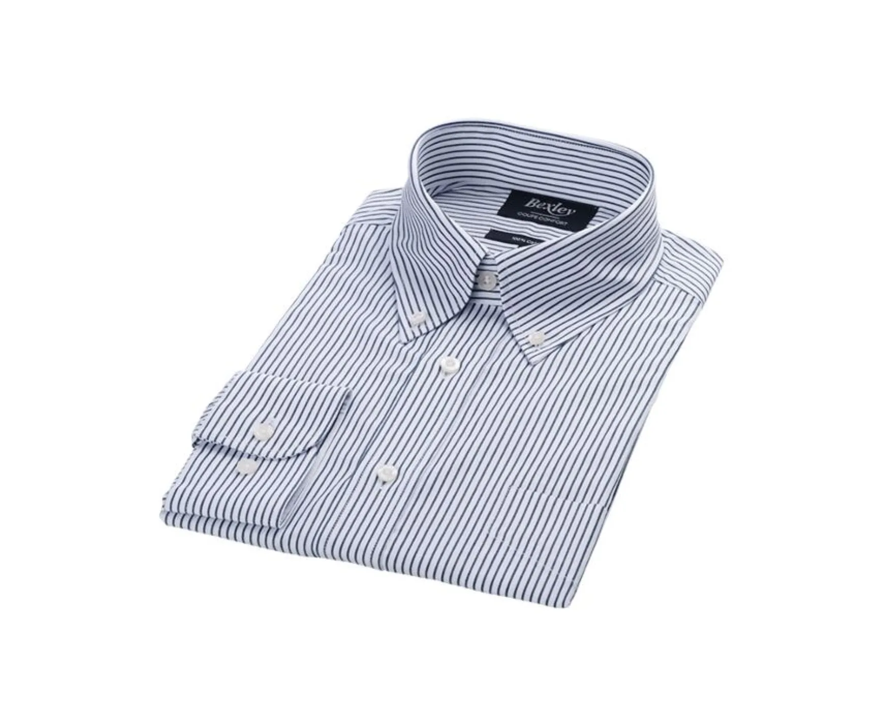 Bexley | White Shirt With Dark Green Stripes And Chest Pocket - Broderick | White & Dark Green