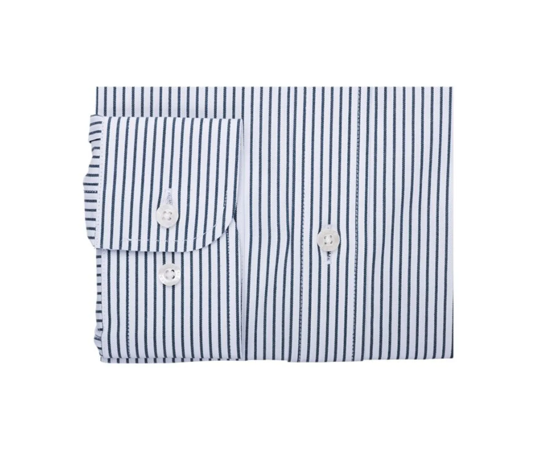 Bexley | White Shirt With Dark Green Stripes And Chest Pocket - Broderick | White & Dark Green