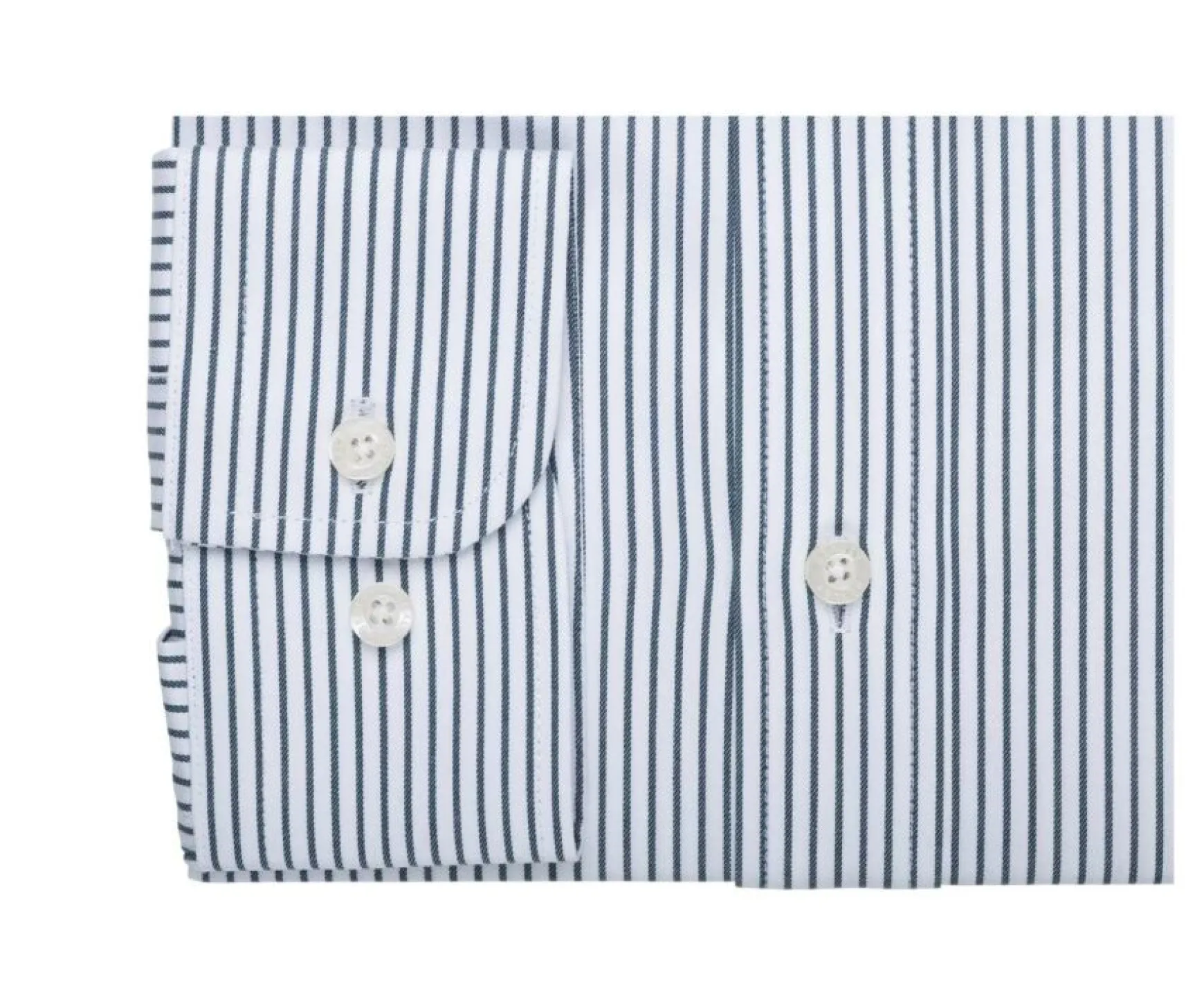 Bexley | White Shirt With Green Stripes Geoffroy White & Dark Green