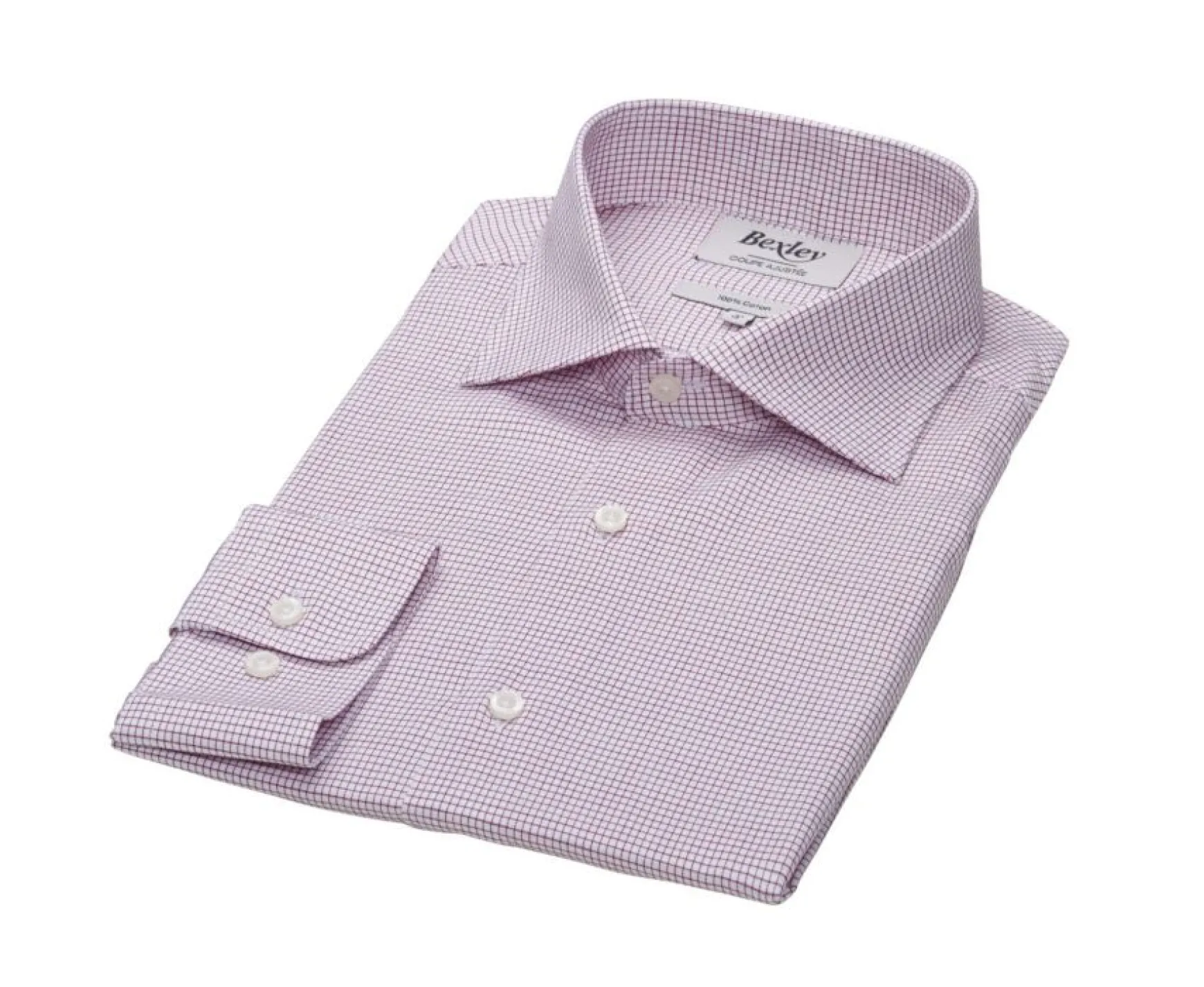 Bexley | White Shirt With Red Thin Checks Salvatore White And Red